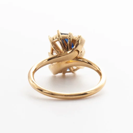 Geometric Lab-Grown Diamond & Sapphire Slash Engagement Ring