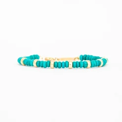 Gold & Turquoise Rondelle Bead Bracelet