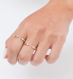 Gold Half Round Two Diamond Ring