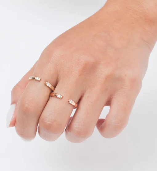 Gold Half Round Two Diamond Ring