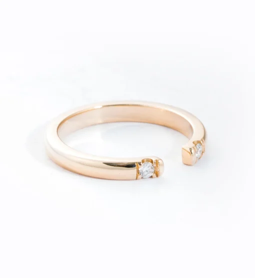 Gold Half Round Two Diamond Ring