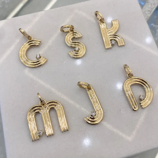Groovy Diamond Initial Charm