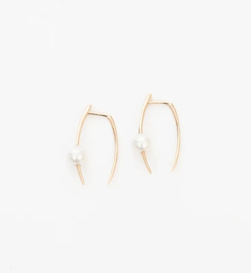 Large Infinite Tusk Earrings with Pearl