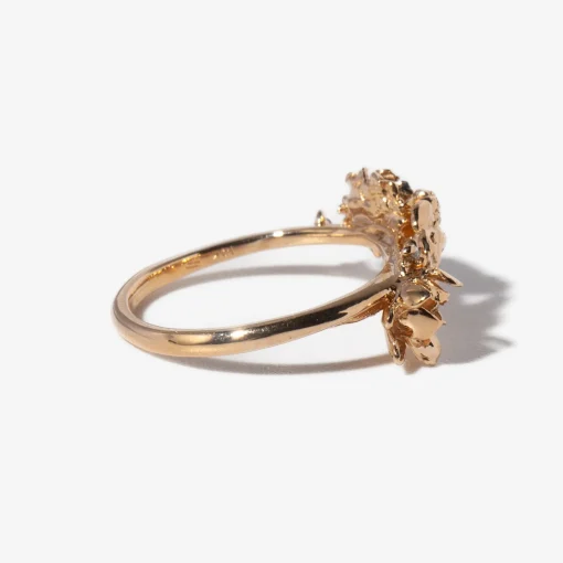Lotus with Lily Pad, Peonies, & Diamond Dewdrops on Eos Garden Ring
