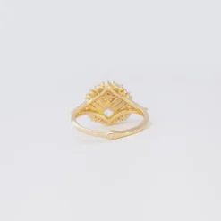 Mirrored Cluster Ring with Asscher Cut Diamond