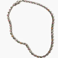 Multi Tourmaline Mini Deco-Tile Rivière Necklace
