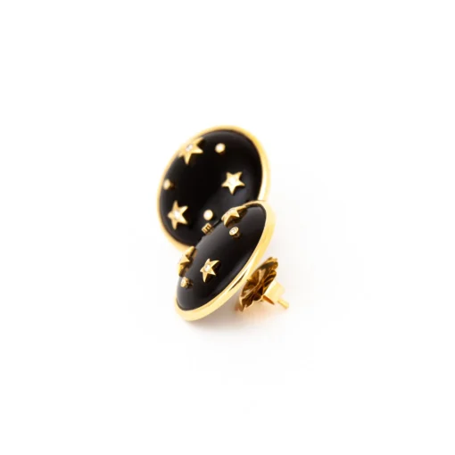 Onyx Le Stelle Button Earrings