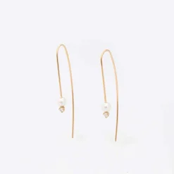Pearl and Diamond Wire Earrings