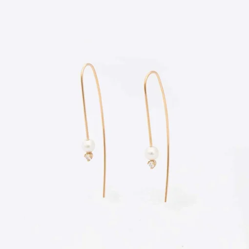 Pearl and Diamond Wire Earrings