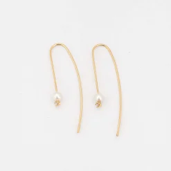 Pearl and Diamond Wire Earrings