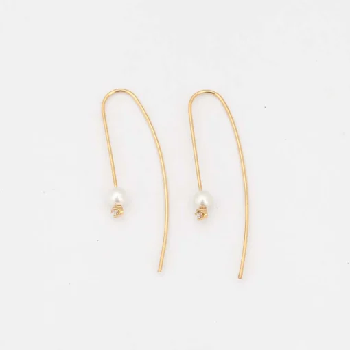 Pearl and Diamond Wire Earrings