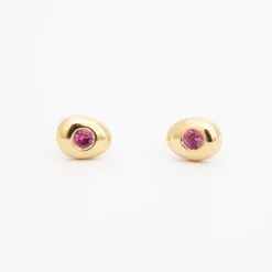 Pink Sapphire Pebble Studs
