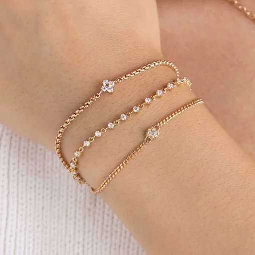 Prong Diamond Quad Box Chain Bracelet