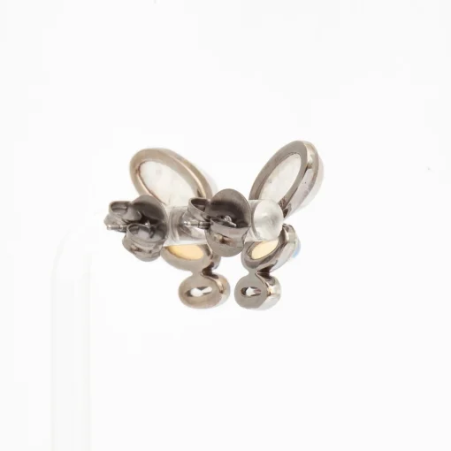 Rainbow Moonstone, Ethiopian Opal, & White Zircon Taper Earrings