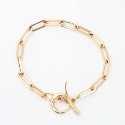 Rectangular Link Bracelet with Tusk Clasp