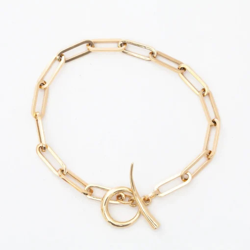 Rectangular Link Bracelet with Tusk Clasp