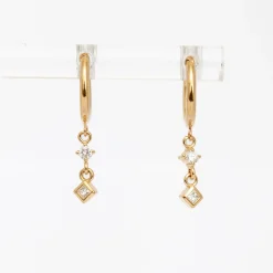 Round & Princess Diamond Dangle Huggies