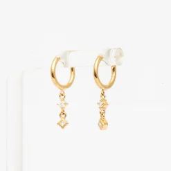 Round & Princess Diamond Dangle Huggies