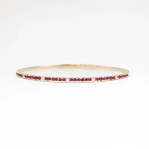 Ruby & White Diamond Flexible-Fit Bangle