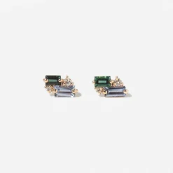 Sapphire, Tourmaline, & Diamond Bevy Earring
