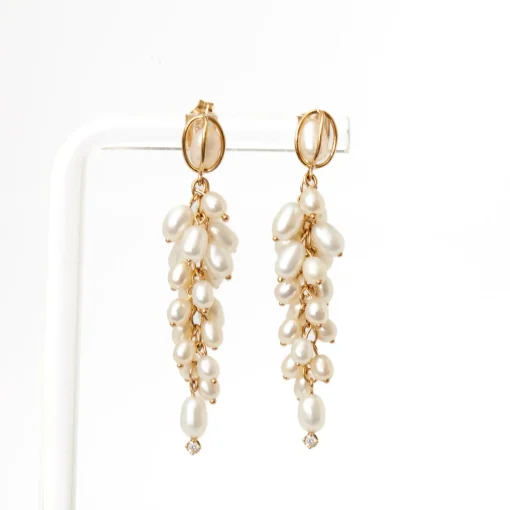 Shadow Diamond & Pearl Earrings
