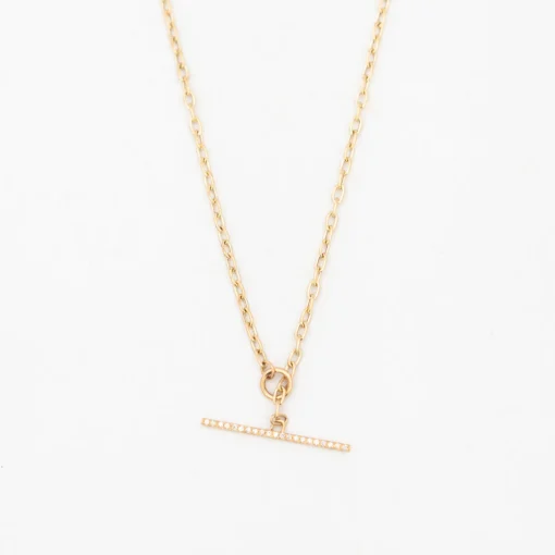 Small Square Oval Link Necklace with Pavé Toggle