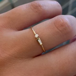 Tapered Baguette and Prong Diamond Ring