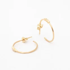 Three Bezel Set Diamond Small Hoops