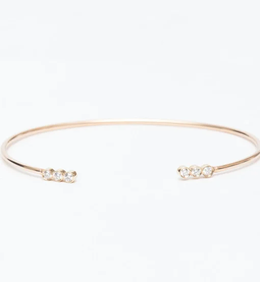 Three Diamond Line Open Cuff