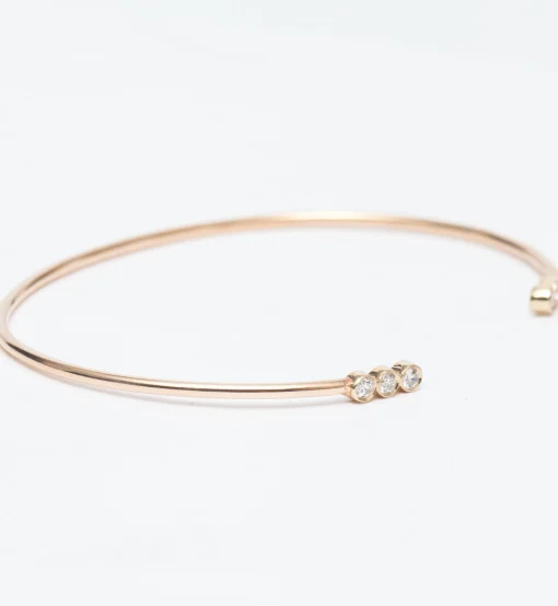 Three Diamond Line Open Cuff