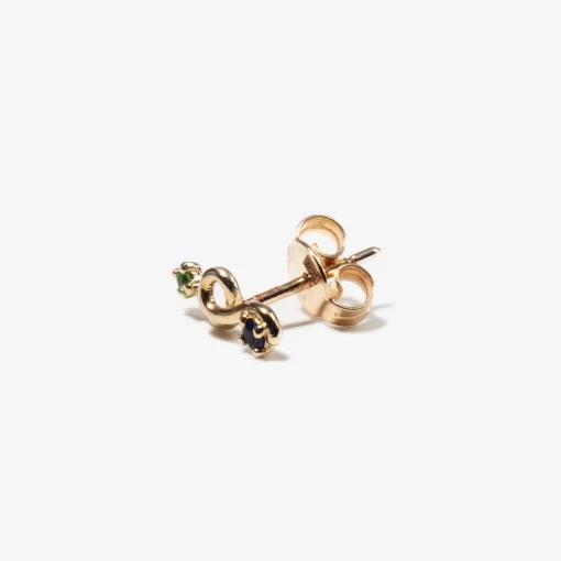 Tsavorite and Blue Sapphire Mini Loop Earring