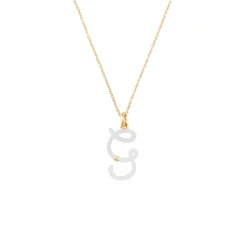 White Enamel Half-Half Initial Pendant Necklace