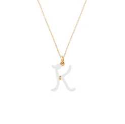White Enamel Half-Half Initial Pendant Necklace