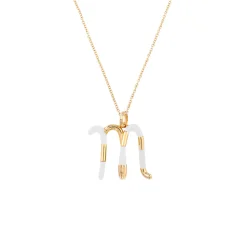 White Enamel Half-Half Initial Pendant Necklace