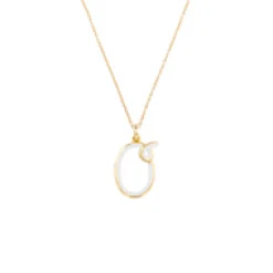 White Enamel Half-Half Initial Pendant Necklace
