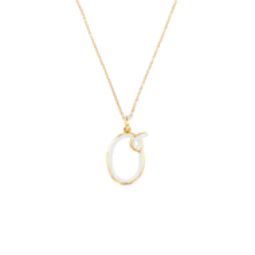 White Enamel Half-Half Initial Pendant Necklace