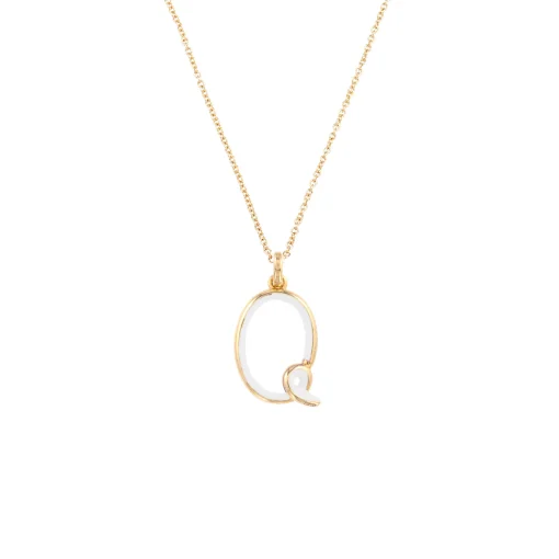 White Enamel Half-Half Initial Pendant Necklace