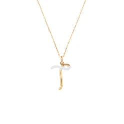 White Enamel Half-Half Initial Pendant Necklace