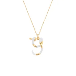 White Enamel Half-Half Initial Pendant Necklace