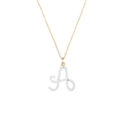 White Enamel Half-Half Initial Pendant Necklace