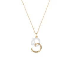 White Enamel Half-Half Initial Pendant Necklace