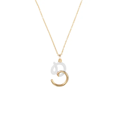White Enamel Half-Half Initial Pendant Necklace