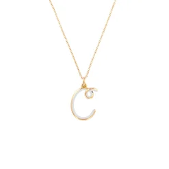 White Enamel Half-Half Initial Pendant Necklace