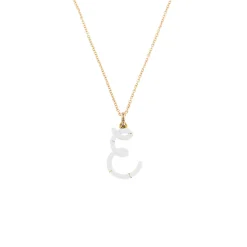 White Enamel Half-Half Initial Pendant Necklace