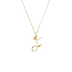 White Enamel Half-Half Initial Pendant Necklace