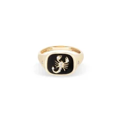 Zodiac Ceramic & Diamond Aries Signet Ring
