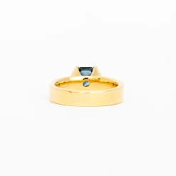 2.00 ct Blue Hexagon Montana Sapphire Half-Bezel Temple Ring