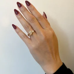 1.06 ct Champagne Lozenge & White Asscher Diamond Maisonette Ring