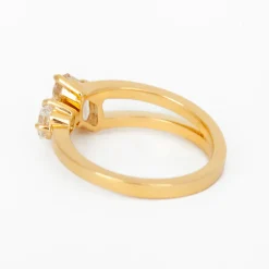 1.06 ct Champagne Lozenge & White Asscher Diamond Maisonette Ring