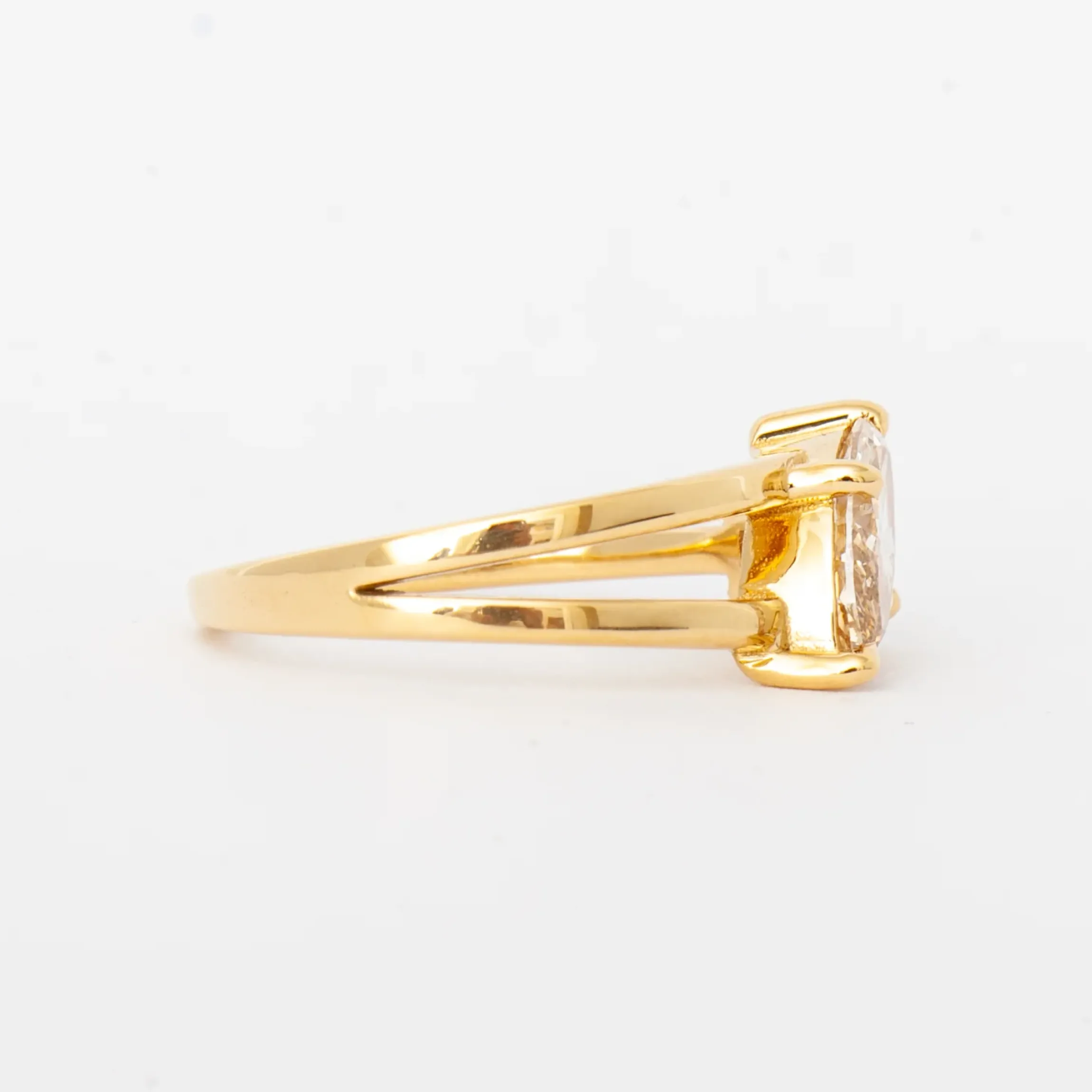 1.02 ct Champagne Marquise & White Asscher Diamond Maisonette Ring